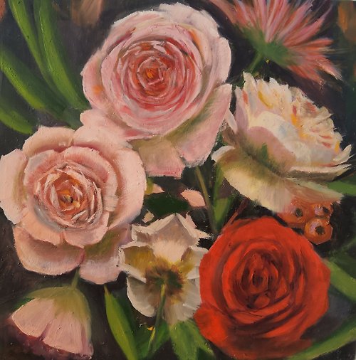 AngelicaFineArtTR Roses from my garden. 30 x 30 cm