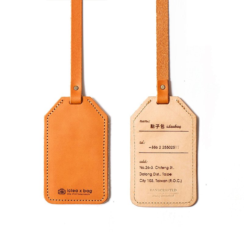 【icleaXbag】Leather Luggage Tag DG46 - ID & Badge Holders - Genuine Leather Brown