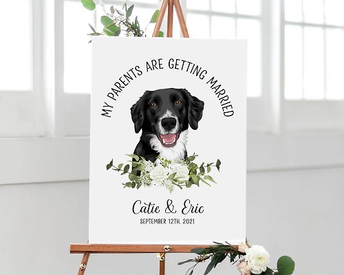Draw me, please! Wedding welcome sign with pet portrait. Custom pet portrait. Printable file only