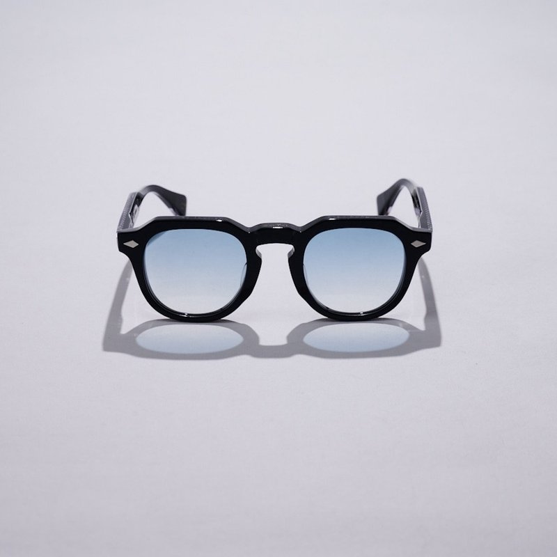 Vatic Soto Black 8mm Marine Gradient Blue Flare French Crown Thick Cut Sunglasses - Glasses & Frames - Other Materials Black