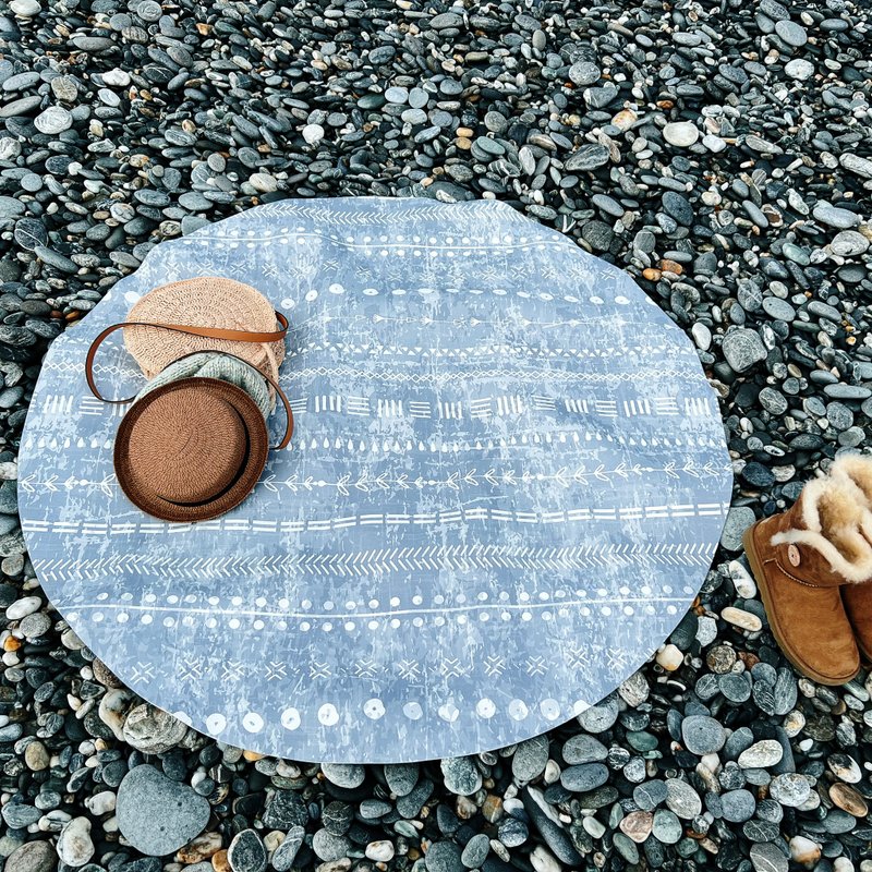 【PLAYZU】夏日風情 ∣ 環保無毒可降解皮革 防水地墊 設計圓形墊 - 地墊/地毯 - 人造皮革 藍色