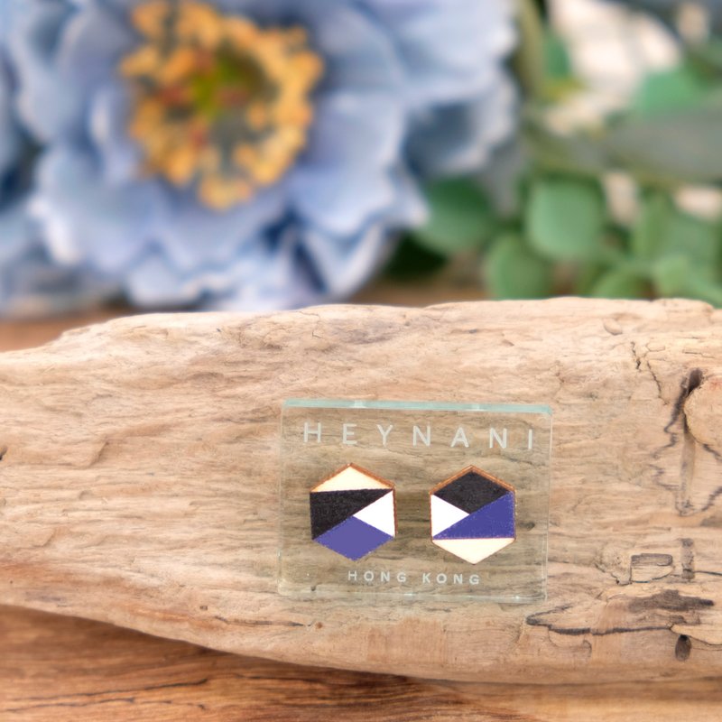 Earrings | Geometric Stud Earrings | Minimalist Earrings | Wood Earrings | Mode - Earrings & Clip-ons - Wood Blue