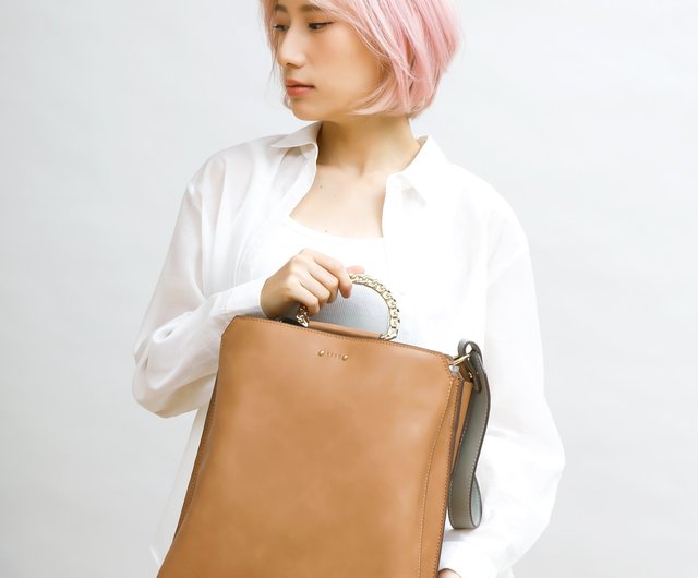 サラリーマンプレーンレザーバッグミラワンショルダー/トップ