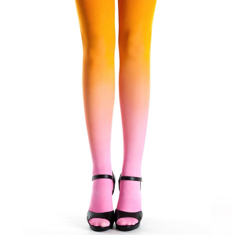 Pink-orange ombre gradient pantyhose tights - 內搭褲/緊身褲 - 尼龍 粉紅色