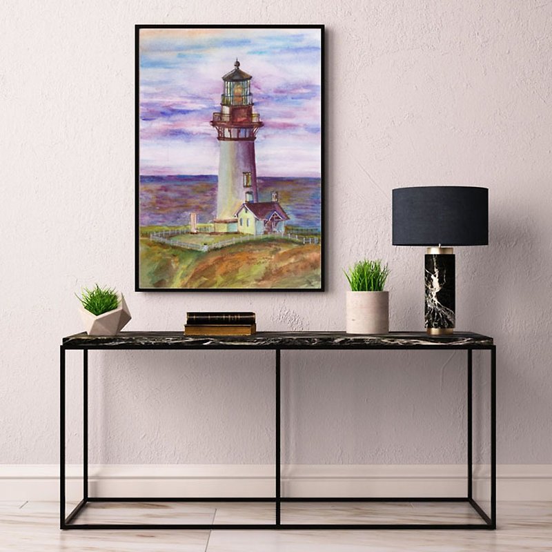 【Lighthouse】Limited Edition Watercolor Art Print. Ocean Seaside Cliff Painting. - Posters - Paper 