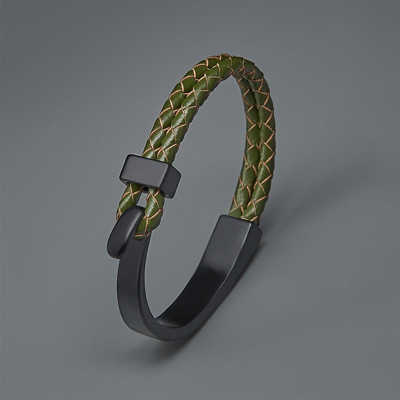 Buckle clasp leather bracelet - Bracelets - Genuine Leather Green
