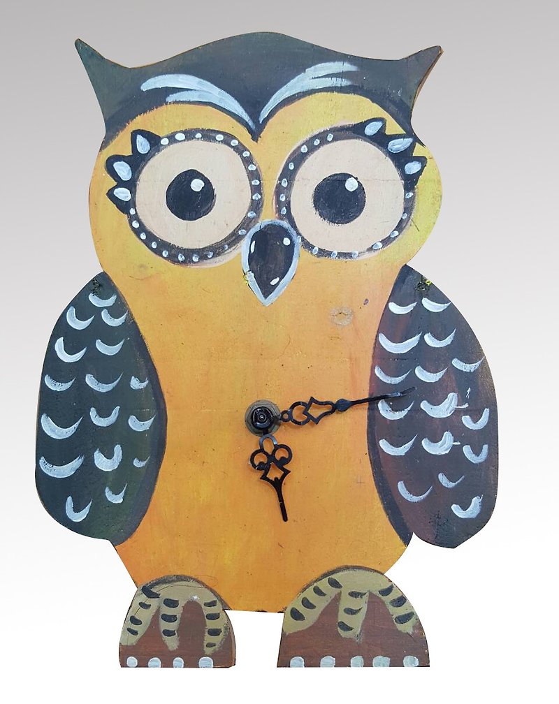 [Bear Ken Woodworking Workshop] Owl Clock (No Paint) - Clocks - Wood Brown