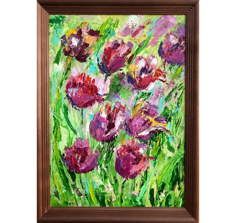 Tulips Flowers Painting Original Wall art Decor - Posters - Other Materials 