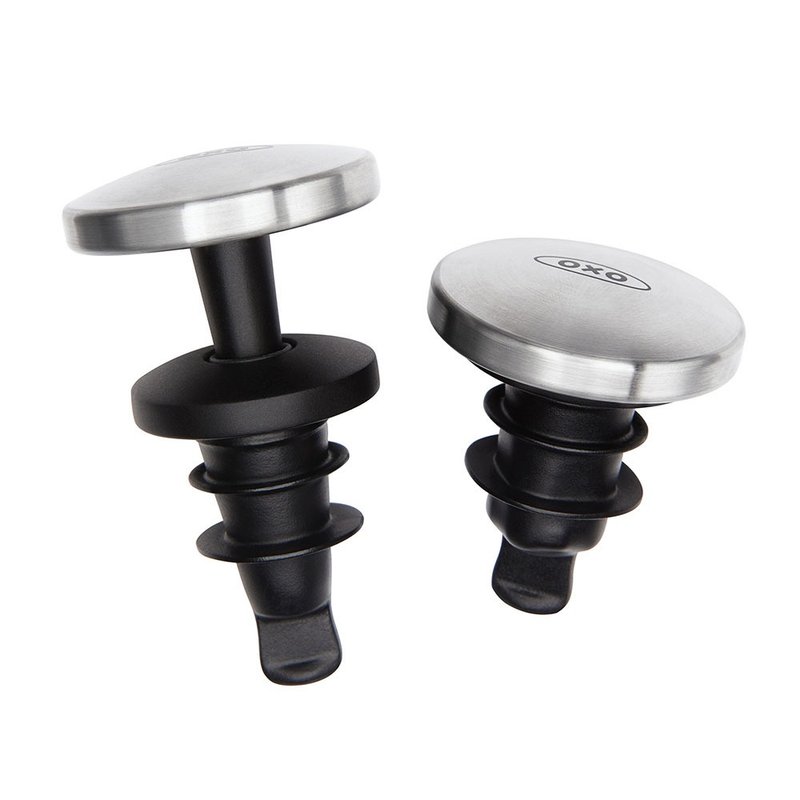 [New product] OXO leak-proof and fresh-keeping wine bottle stopper set of two - เครื่องครัว - สแตนเลส สีเทา