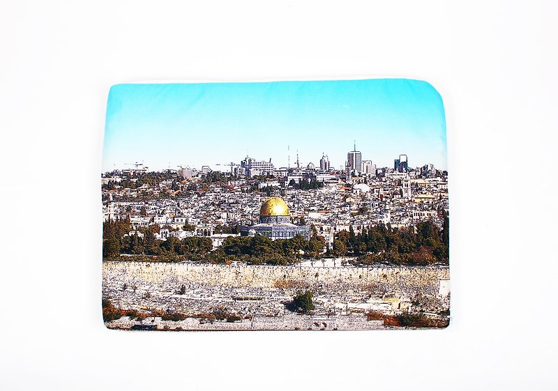 聖殿山。以色列---電腦包 13吋 - 電腦袋 - 棉．麻 藍色