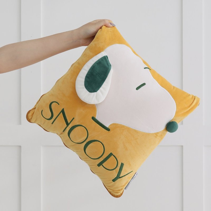 [HOYACASA x Snoopy joint model] Warm dual-use pillow blanket-Xiangyang Yellow - Blankets & Throws - Other Man-Made Fibers Yellow