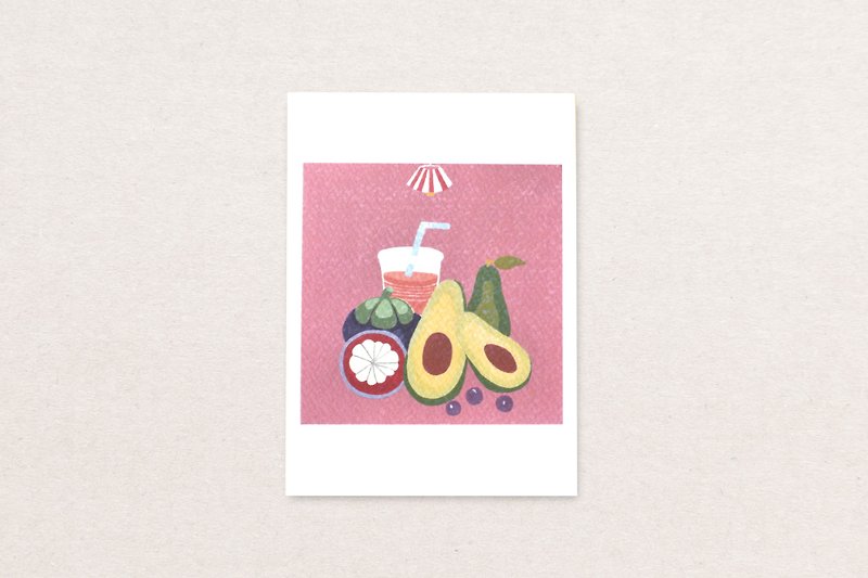 粉色鏡片系列明信片_老闆請給我水果一盤(酪梨) - 卡片/明信片 - 紙 粉紅色