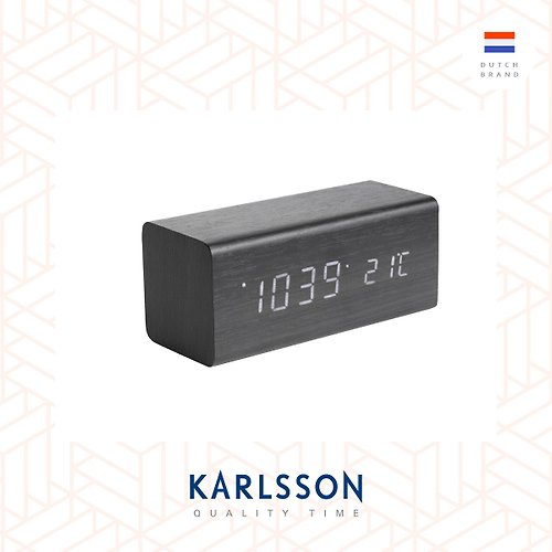 Ur Lifestyle Karlsson, 木紋LED鬧鐘 Alarm clock Block wood black LED