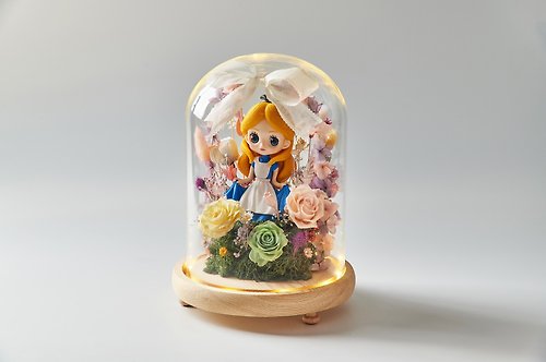 S.H Flower 甜心朵朵花藝坊 公主的秘密花園-大型玻璃永生花禮加夜燈功能