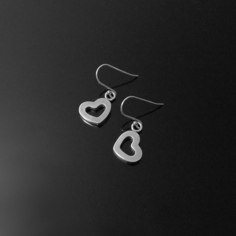 Simple Design Series/ Heart Earrings/ Ear Hook Earrings/ 925 Silver - Earrings & Clip-ons - Other Materials Silver