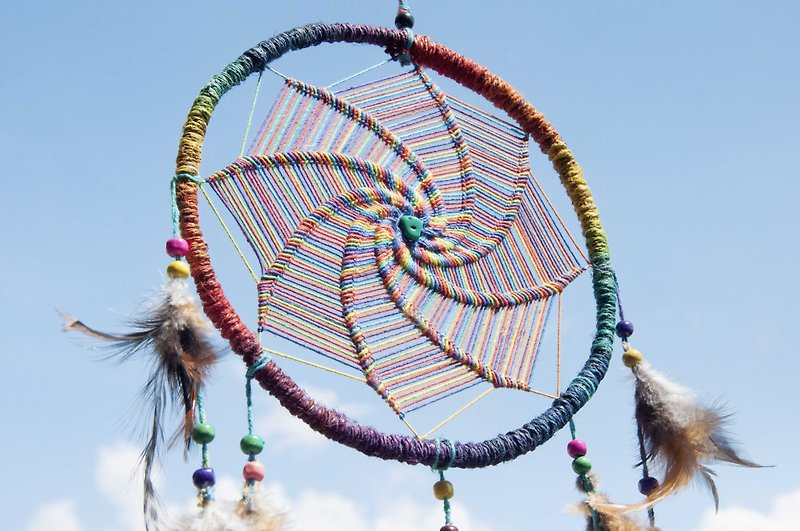 Ethnic style hand-woven cotton hemp South American dream catcher charm-Rainbow Indian Mandala Mandala - ของวางตกแต่ง - ผ้าฝ้าย/ผ้าลินิน หลากหลายสี