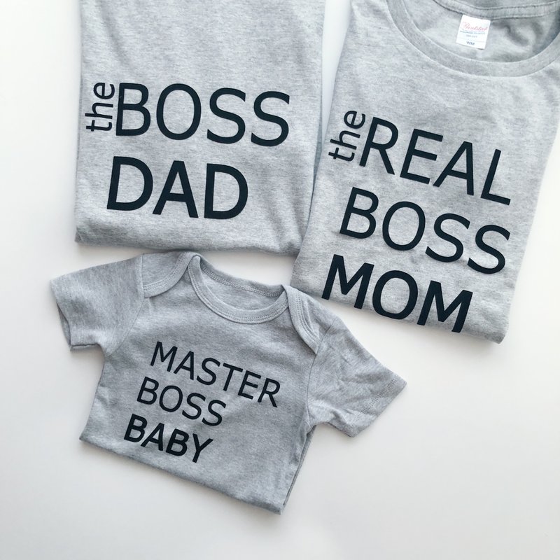 Who is boss familyset babysuit 可自訂文字 親子裝 包屁衣 - 親子裝 - 棉．麻 多色