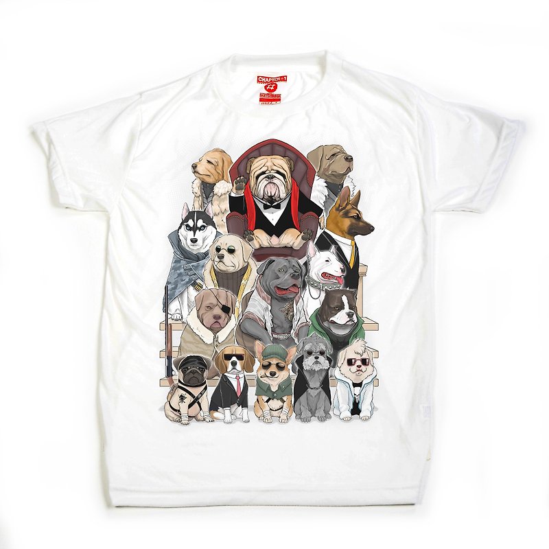 Dog mafia family  soft unisex men woman cotton mix Chapter One T-shirt - T 恤 - 棉．麻 白色