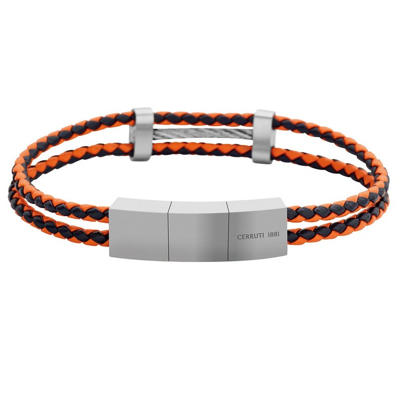 CERRUTI 1881 限量2折 編織不銹鋼皮革手 全新專櫃展示品 - 手鍊/手環 - 其他金屬 