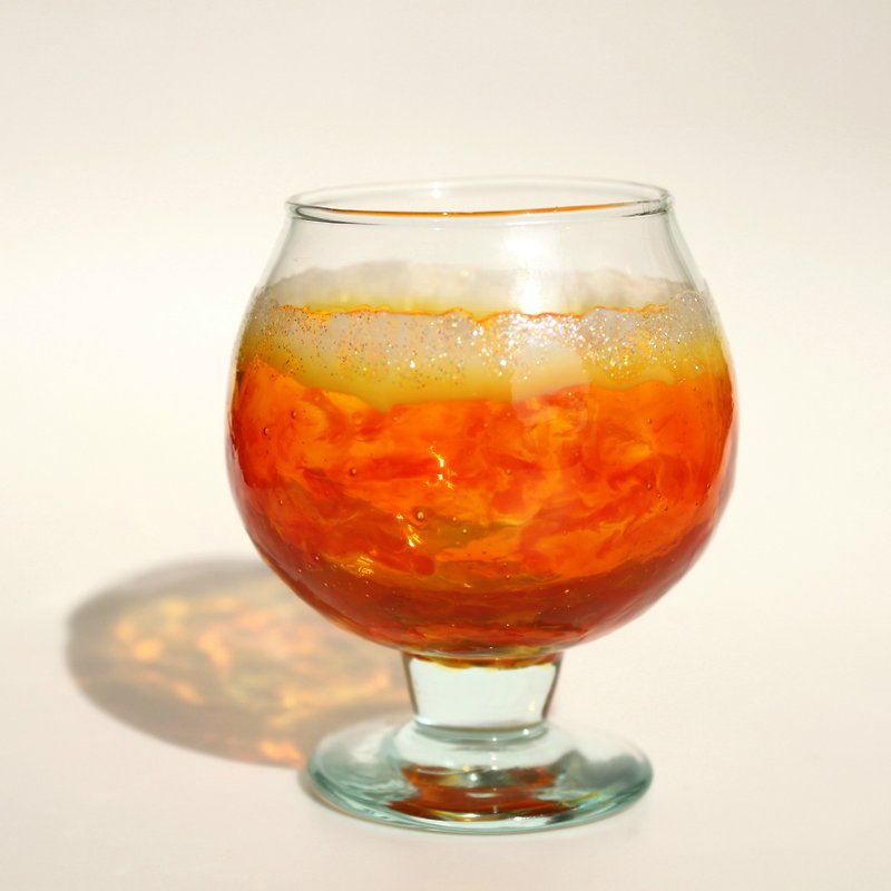  Cocktail Art Glass Sculpture・Orange Wine Glass Decorative Accessory - แก้วไวน์ - แก้ว สีส้ม