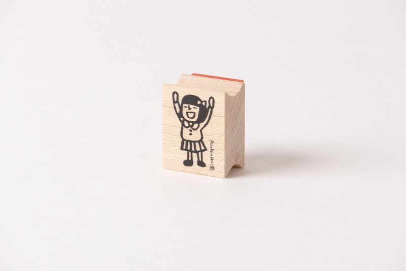 Banzai Miyoko-chan*20mmx26mm*Rubber stamp*R799 - Stamps & Stamp Pads - Wood 