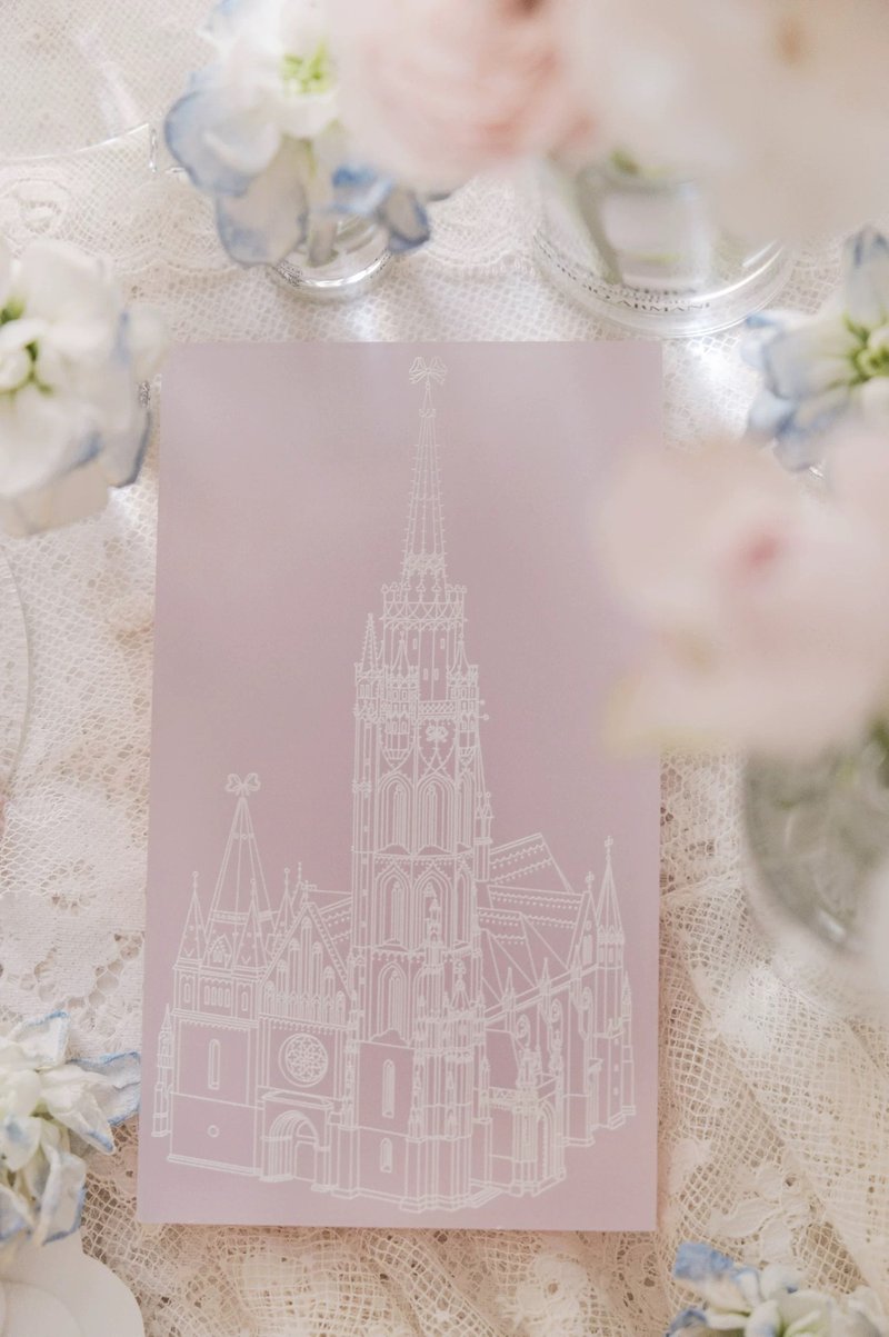 Over the Rainbow Original Acrylic Stamp Budapest Cityscape Stamp - Stamps & Stamp Pads - Acrylic Pink