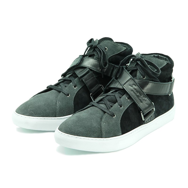 Sweet Villians X Mirako M1192 Grey Leather Sneaker - รองเท้าลำลองผู้ชาย - หนังแท้ สีดำ