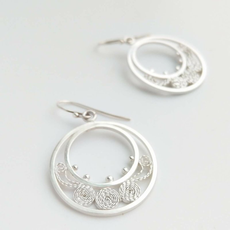 Tired wire Filigree Filigree sterling silver handmade earrings Clip-On custom - Earrings & Clip-ons - Other Metals 