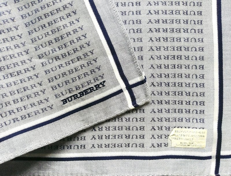 Burberry Vintage Handkerchief Pocket Square Monogram Gray 19 x 19 inches - 手帕 - 棉．麻 灰色