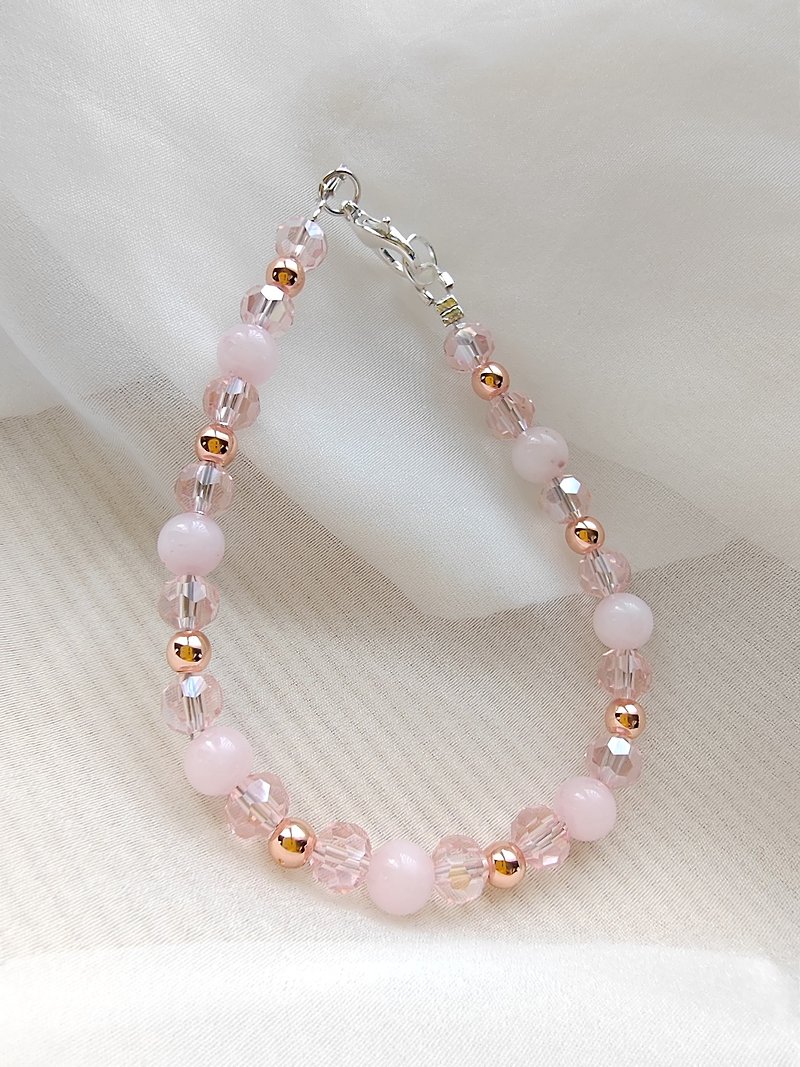 Bracelet with Stone, crystals and hematite - Bracelets - Stone Pink