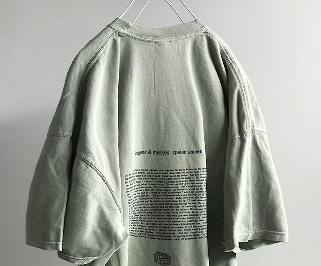 Garment dye short sleeve t-shirt / khaki / unisex / back print