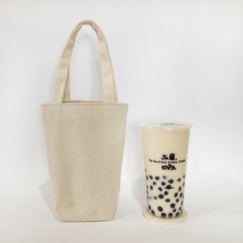 Beverage bag with coaster / oatmeal - ถุงใส่กระติกนำ้ - ผ้าฝ้าย/ผ้าลินิน ขาว