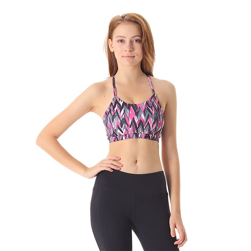 【NAMASTE】Crystal U背穿繩美背運動內衣 - 波浪彩紋 - 運動內衣 - 尼龍 多色