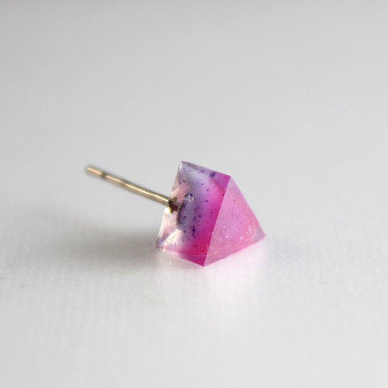 Pink Resin Earrings / 134 / Triangle / Honey Lip Lips Like Sugar - Single - Earrings & Clip-ons - Plastic Pink