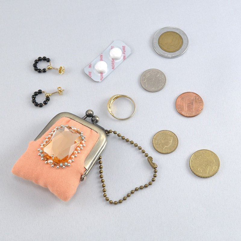 小さな小さなビジューのがま口 7 - 化妝包/收納袋 - 塑膠 橘色