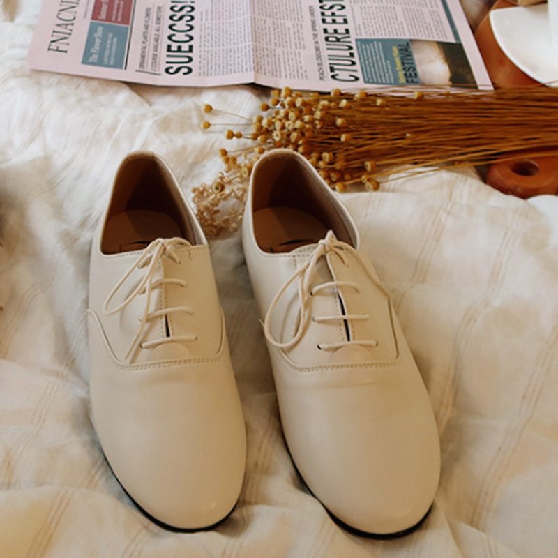 PRE-ORDER SPUR Tobi Lace-up_Loafer_RA7014 IVORY - Women's Leather Shoes - Other Materials 
