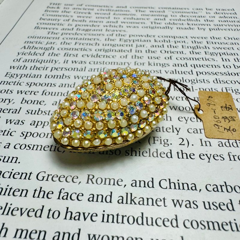 1970年代 蛋型鑲極光萊茵石與珍珠香膏盒 - 其他 - 其他金屬 