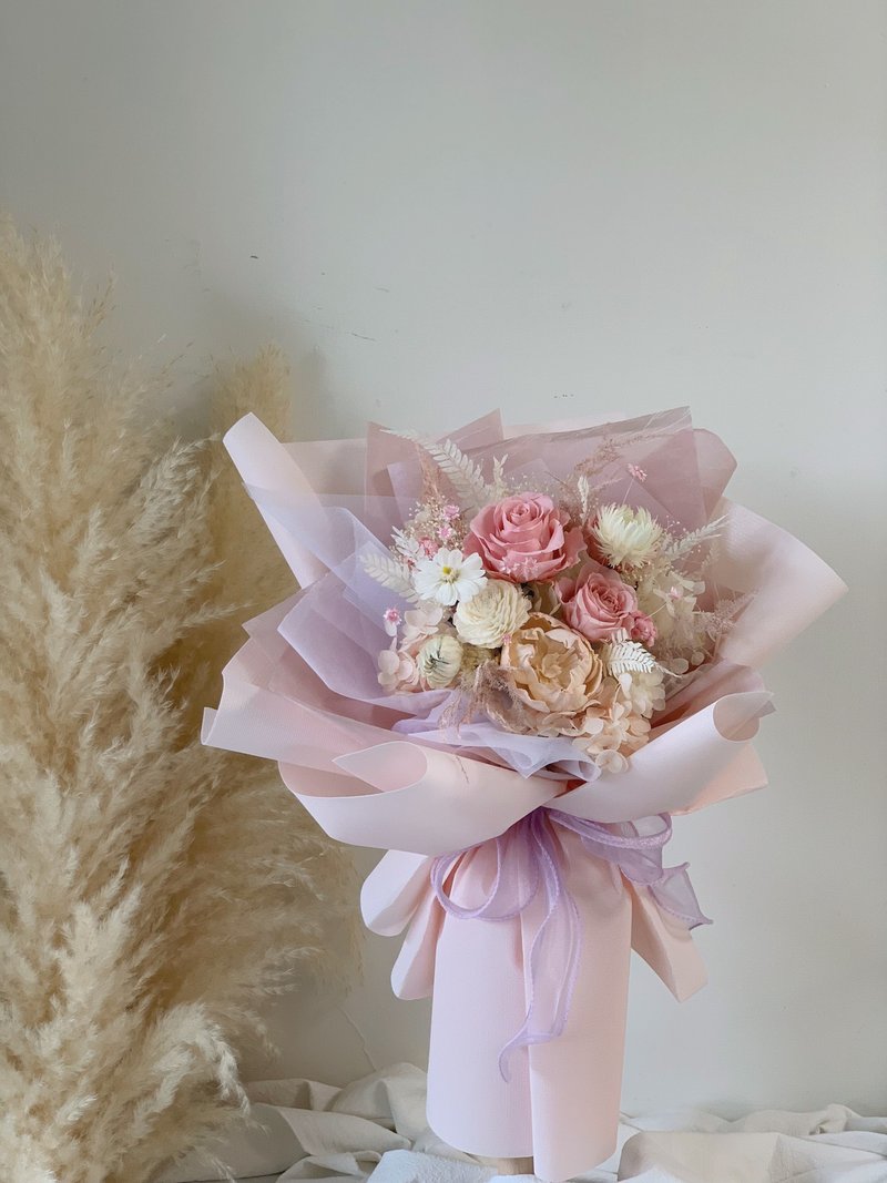 輕粉系質感花束 乾燥花永生花束 告白花束 生日禮物 情人花束 - 乾燥花/永生花 - 植物．花 粉紅色