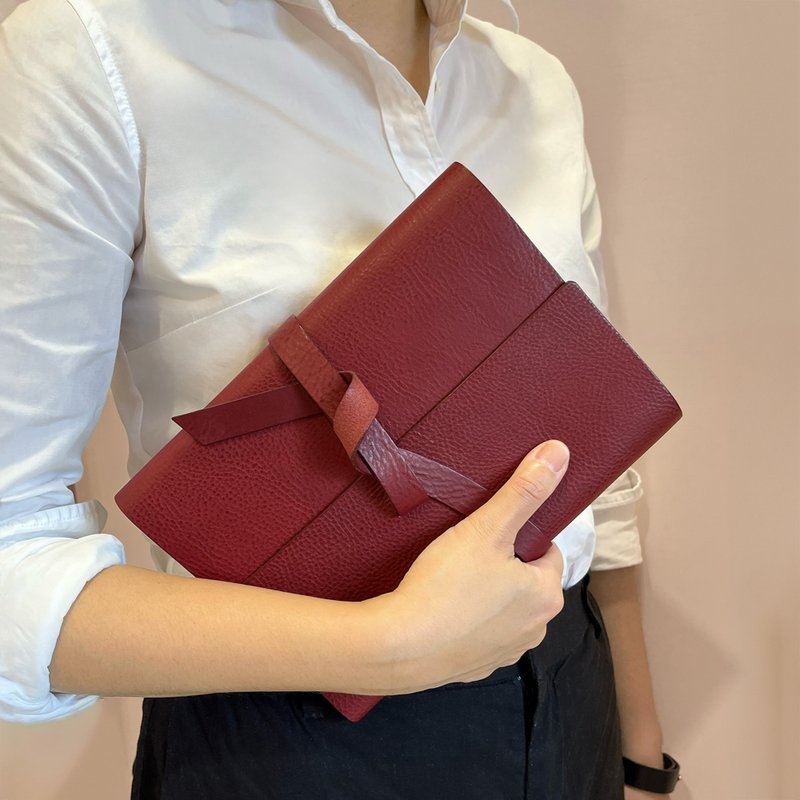 Roma Series Leather Book Coat A5 - Burgundy/Midnight Black/Espresso - Notebooks & Journals - Genuine Leather Red