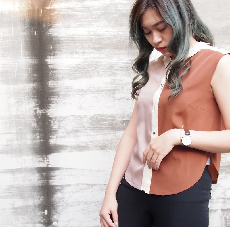 Urban Breeze - Soft Sleeveless Color Lining - Women's Shirts - Silk Brown