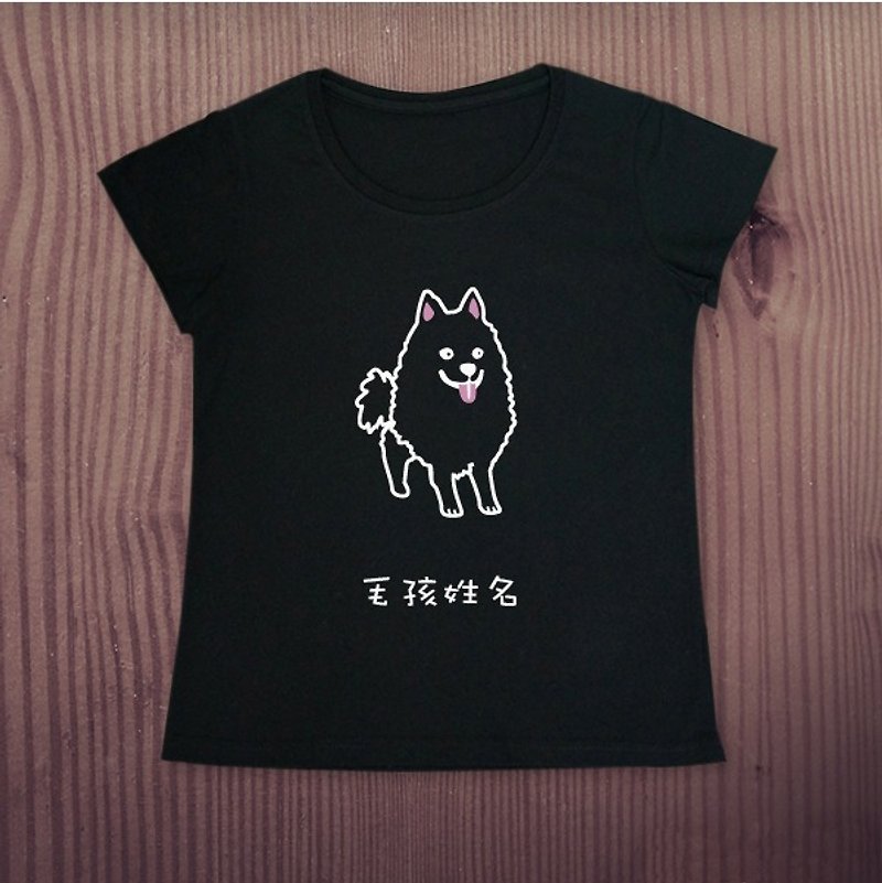 [毛孩姓名訂做款] 狐狸犬-反光衣 男女裝 - Women's T-Shirts - Cotton & Hemp Black