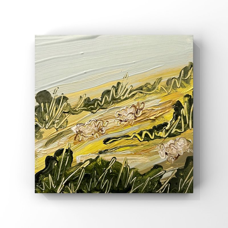Sheep art Scotland painting Original artwork Cozy rustic home decor Farmhouse - 海報/掛畫/掛布 - 其他材質 多色
