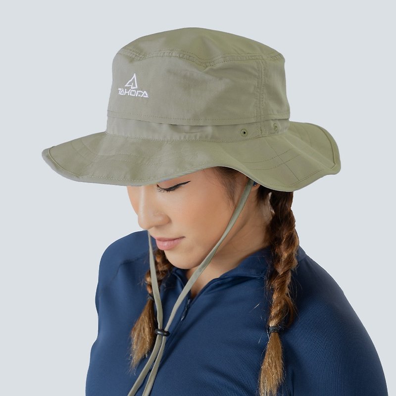 Wiyaka 防潑水可收納漁夫帽 淺灰綠 - 帽子 - 聚酯纖維 卡其色