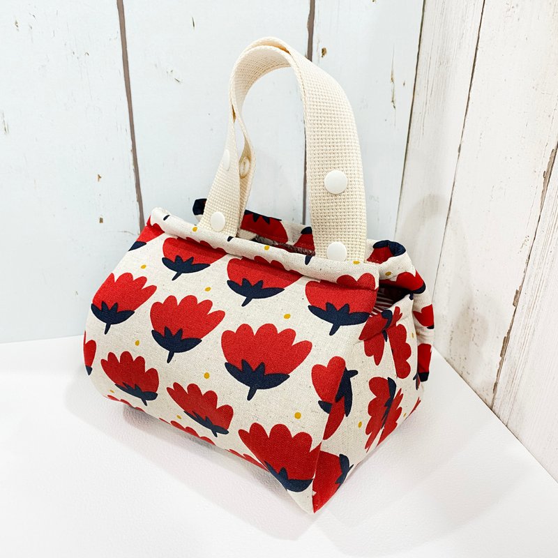 WaWuStyle Furoshiki-like Lunch Bag - กระเป๋าถือ - ผ้าฝ้าย/ผ้าลินิน สีแดง