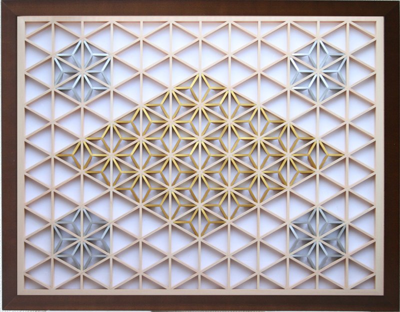 Kumiko Art Panel 2 Colors No.2 - Wall Décor - Wood Gold