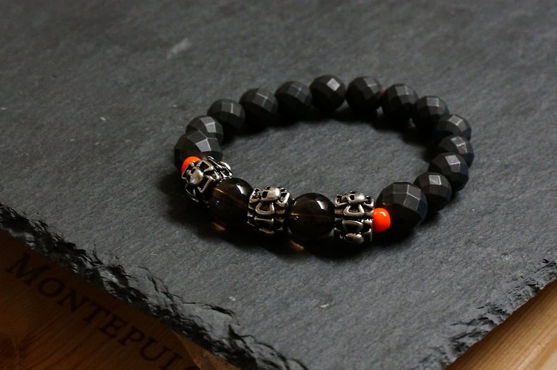 Smoky Quartz + Hematite Gemstones Barcelet - Bracelets - Semi-Precious Stones Brown
