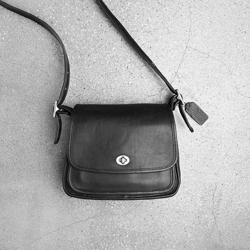 Vintage Coach Bag - Messenger Bags & Sling Bags - Genuine Leather Black