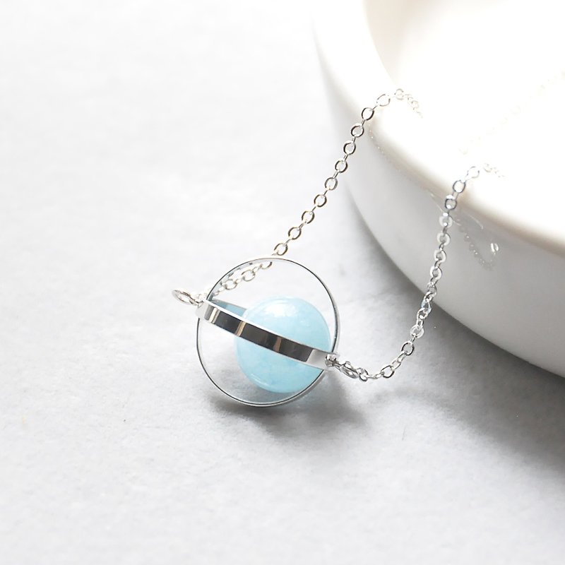 Ocean planet. universe. Silver ring. Aquamarine. Necklace Ocean Blue Planet. Galaxy. Sliver Ring. Aquamarine. Necklace. birthday present. Gifts for girlfriends. Sisters gift - Chokers - Gemstone Blue