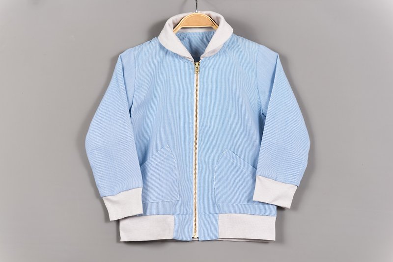 「日風のジッパージャケット」手作りの非毒性のコートの秋と冬の子供服 - その他 - コットン・麻 ブルー