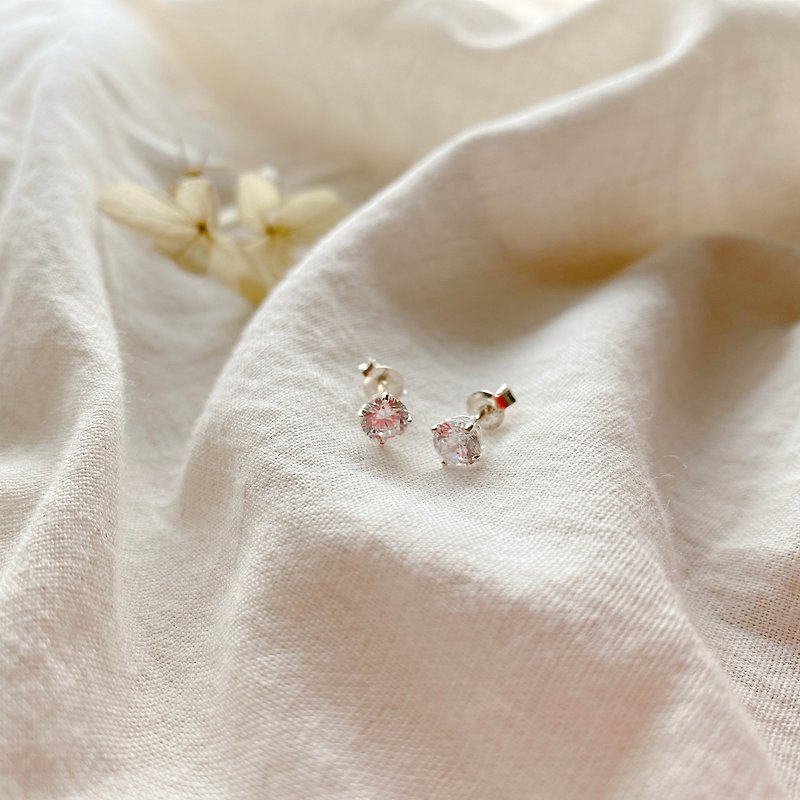 Mini spot -Zircon silver earrings - Earrings & Clip-ons - Copper & Brass Gold